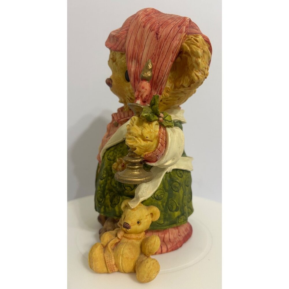 Vintage 1994 Teddy & Me Christmas Figurine Nighttime Bear Pajamas Candle & Candy - Picture 4 of 12